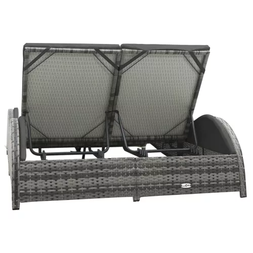  kétszemélyes antracitszürke polyrattan napozóágy párnával