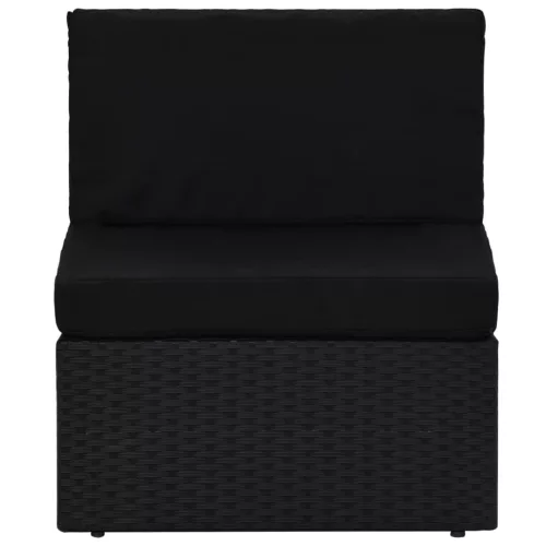  fekete polyrattan középső kanapéelem