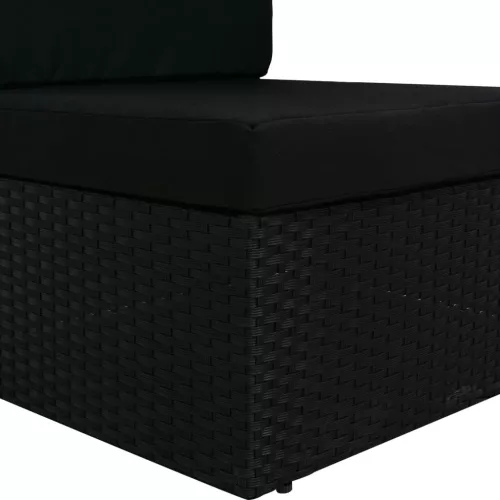  fekete polyrattan középső kanapéelem