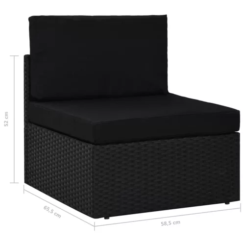  fekete polyrattan középső kanapéelem