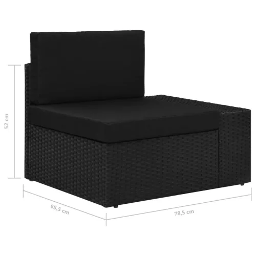  fekete polyrattan sarokkanapé-elem bal oldali karfával