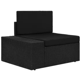  fekete polyrattan sarokkanapé-elem jobb oldali karfával