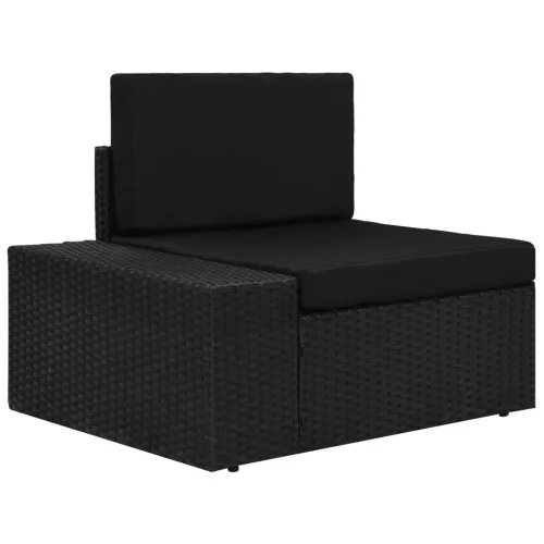  fekete polyrattan sarokkanapé-elem jobb oldali karfával