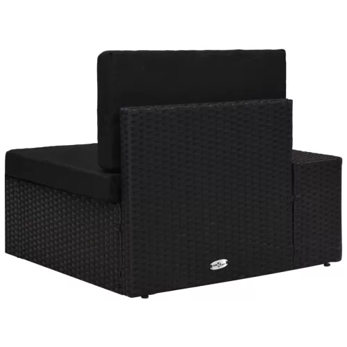  fekete polyrattan sarokkanapé-elem jobb oldali karfával
