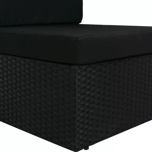  fekete polyrattan sarokkanapé-elem jobb oldali karfával