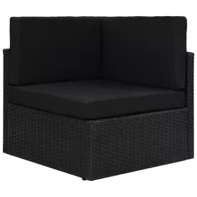  fekete polyrattan sarokkanapé-elem
