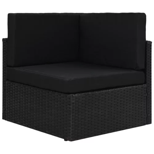  fekete polyrattan sarokkanapé-elem