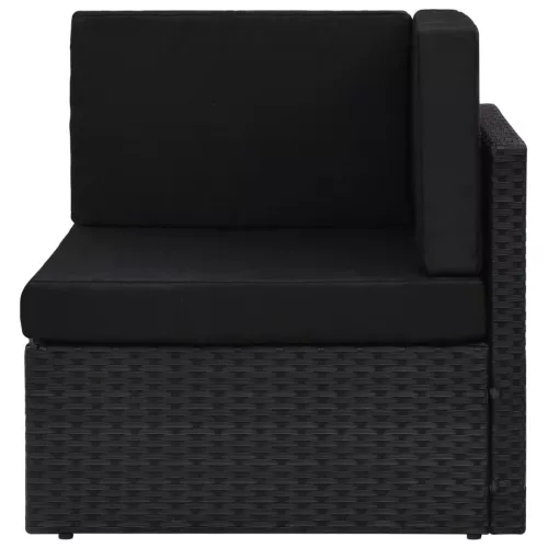  fekete polyrattan sarokkanapé-elem