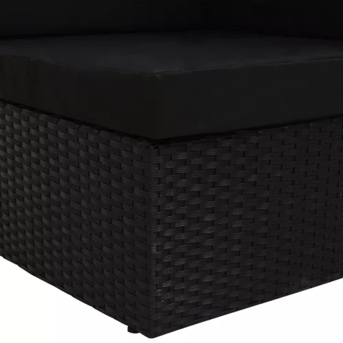  fekete polyrattan sarokkanapé-elem