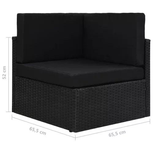  fekete polyrattan sarokkanapé-elem