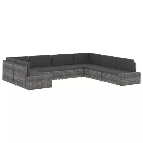  fekete polyrattan sarokkanapé-elem
