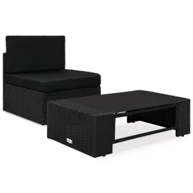  2 részes fekete polyrattan kerti ülőgarnitúra