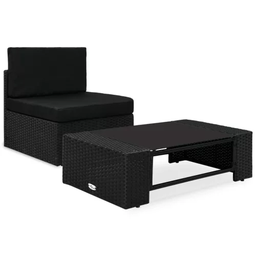  2 részes fekete polyrattan kerti ülőgarnitúra