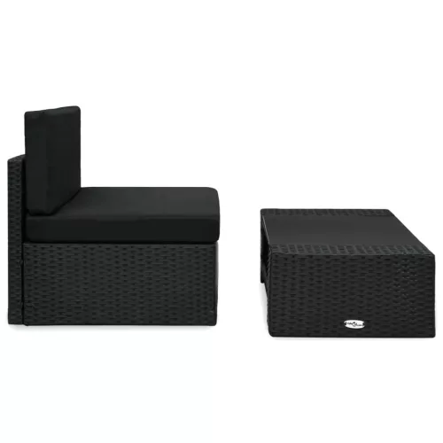  2 részes fekete polyrattan kerti ülőgarnitúra
