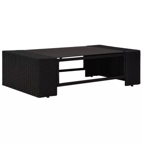  2 részes fekete polyrattan kerti ülőgarnitúra