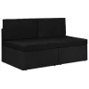  2 személyes fekete elemes polyrattan kanapé