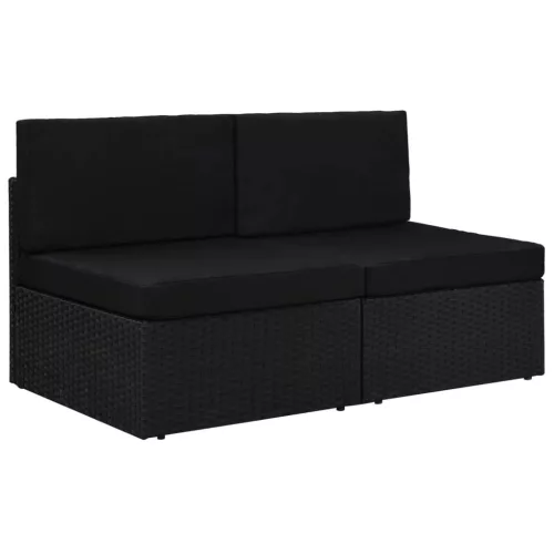  2 személyes fekete elemes polyrattan kanapé