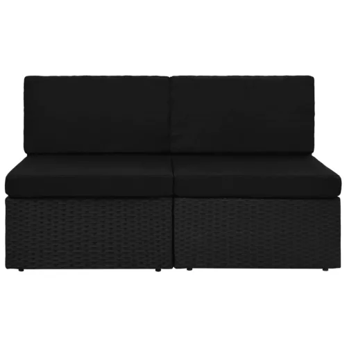  2 személyes fekete elemes polyrattan kanapé