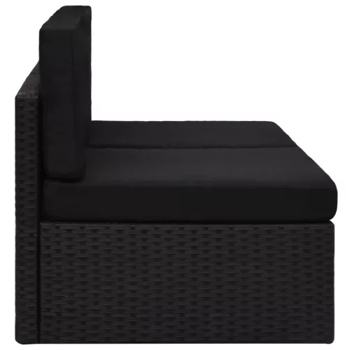  2 személyes fekete elemes polyrattan kanapé