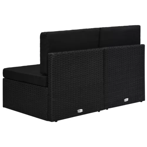  2 személyes fekete elemes polyrattan kanapé