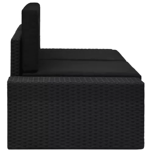  2 személyes fekete elemes polyrattan kanapé