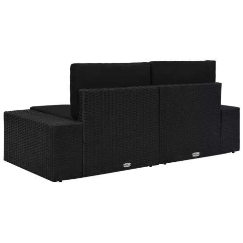  2 személyes fekete elemes polyrattan kanapé