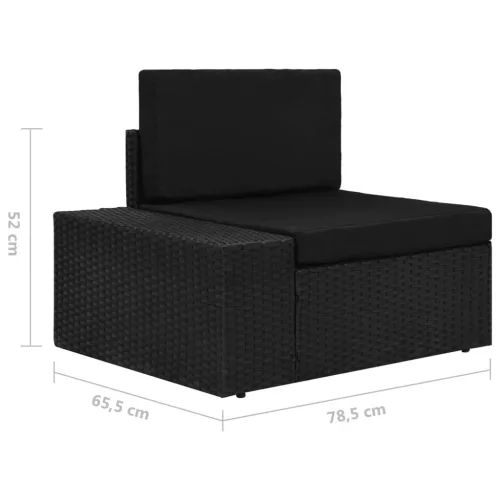 2 személyes fekete elemes polyrattan kanapé