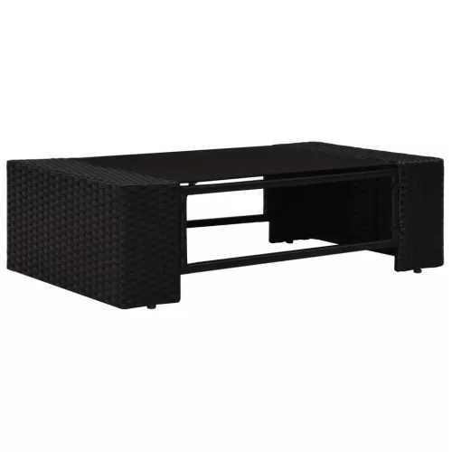  3 részes fekete polyrattan kerti ülőgarnitúra
