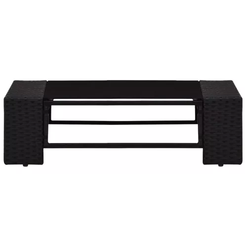  3 részes fekete polyrattan kerti ülőgarnitúra