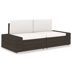  2 személyes barna elemes polyrattan kanapé