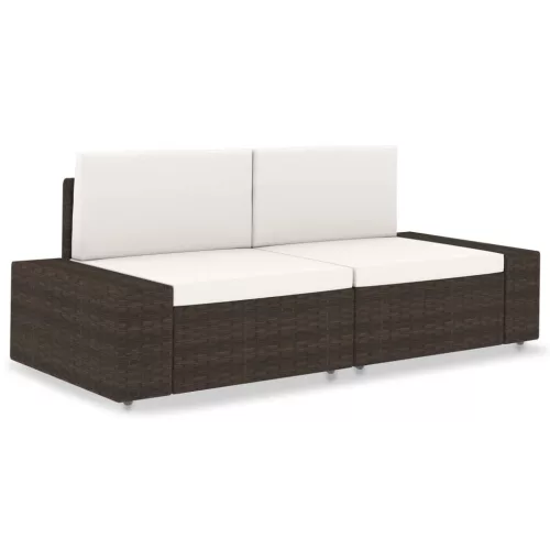  2 személyes barna elemes polyrattan kanapé