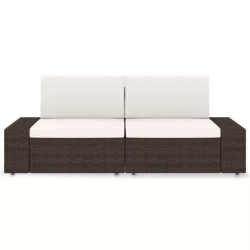 2 személyes barna elemes polyrattan kanapé