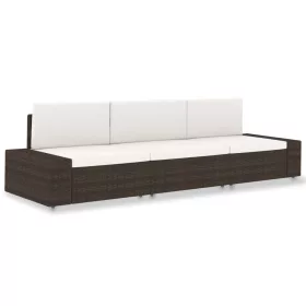  3 személyes barna elemes polyrattan kanapé