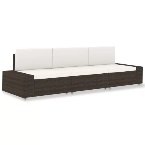  3 személyes barna elemes polyrattan kanapé