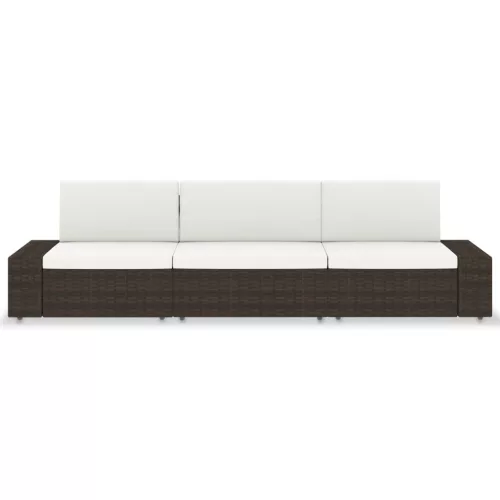  3 személyes barna elemes polyrattan kanapé