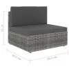  szürke polyrattan középső kanapéelem
