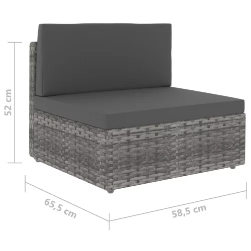  szürke polyrattan középső kanapéelem