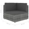  szürke polyrattan sarokkanapé-elem