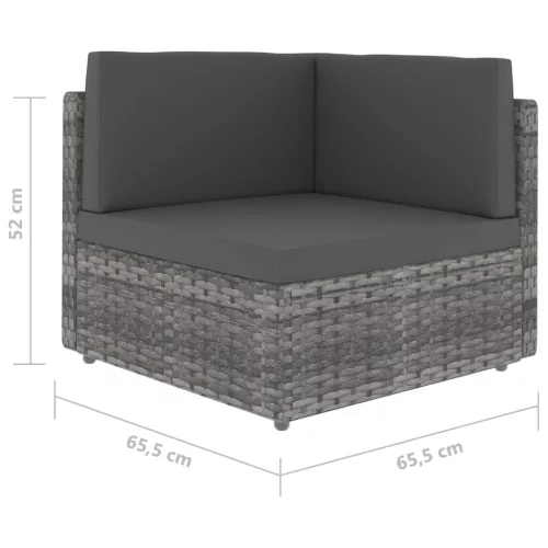 szürke polyrattan sarokkanapé-elem
