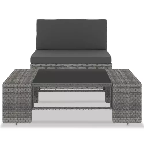  2 részes szürke polyrattan kerti ülőgarnitúra