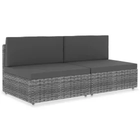  2 személyes szürke elemes polyrattan kanapé