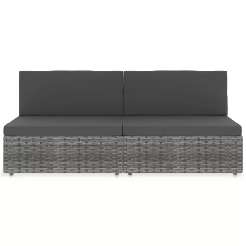 2 személyes szürke elemes polyrattan kanapé