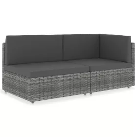 2 személyes szürke elemes polyrattan kanapé