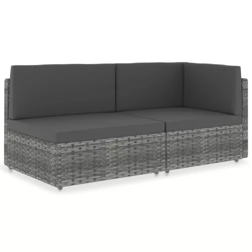  2 személyes szürke elemes polyrattan kanapé