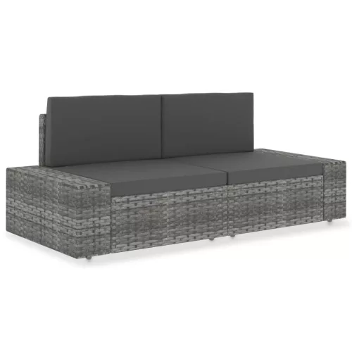  2 személyes szürke elemes polyrattan kanapé