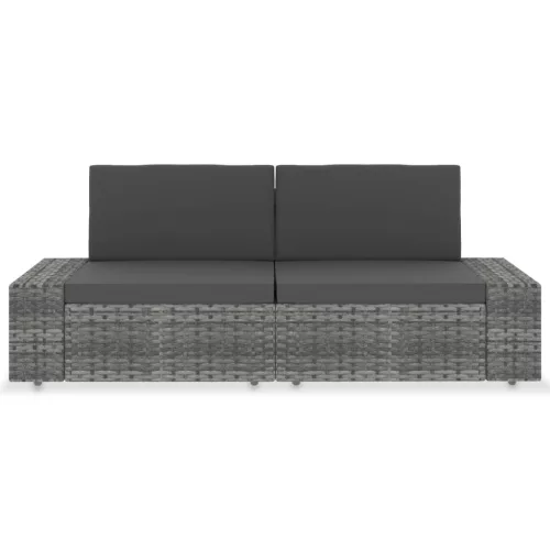  2 személyes szürke elemes polyrattan kanapé
