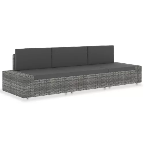 3 személyes szürke elemes polyrattan kanapé