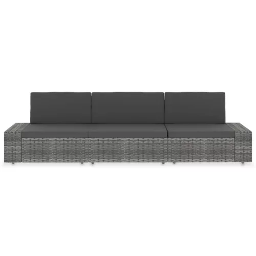  3 személyes szürke elemes polyrattan kanapé
