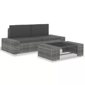  3 részes szürke polyrattan kerti ülőgarnitúra