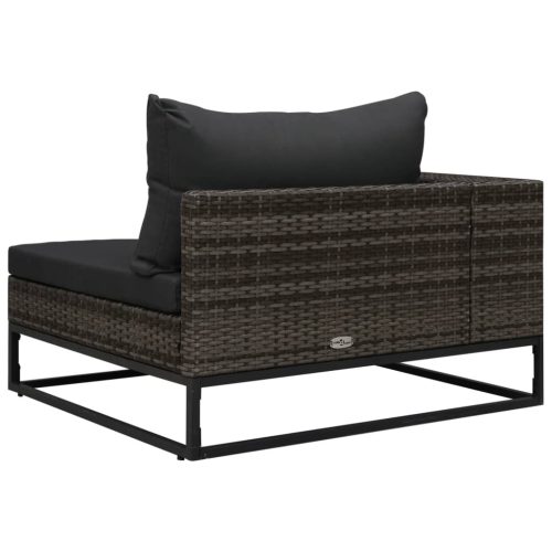  5 részes szürke polyrattan kerti bútorszett párnákkal